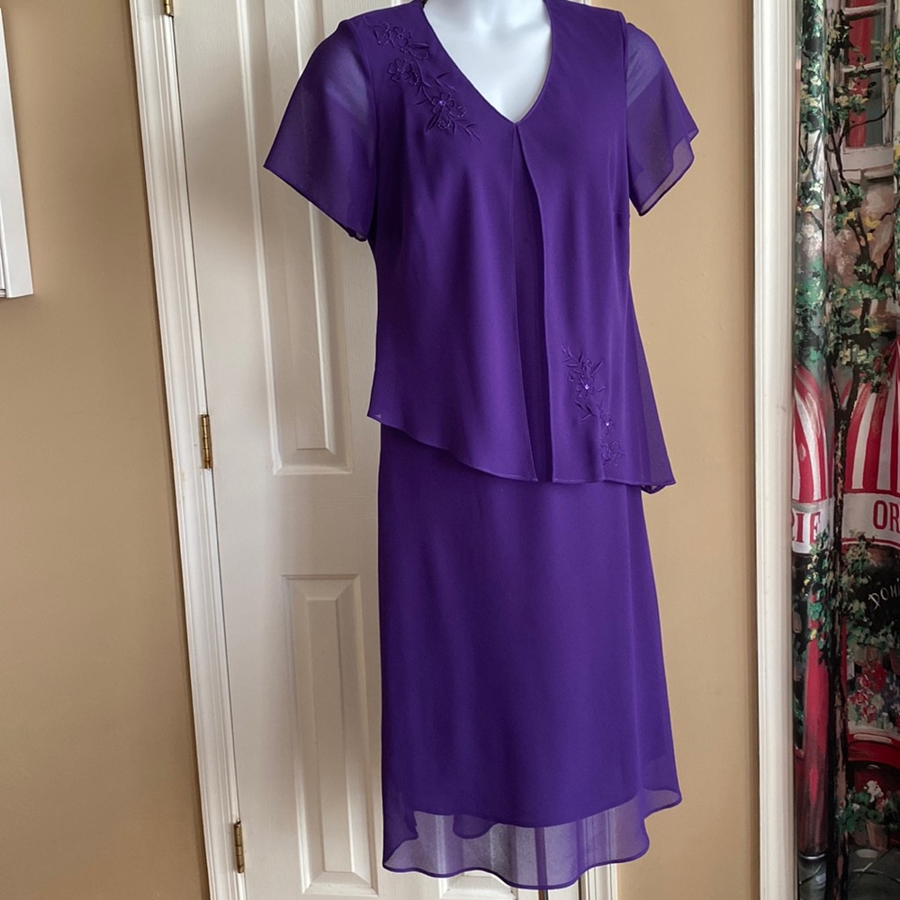 Long Purple Gown with beading and embroidery
